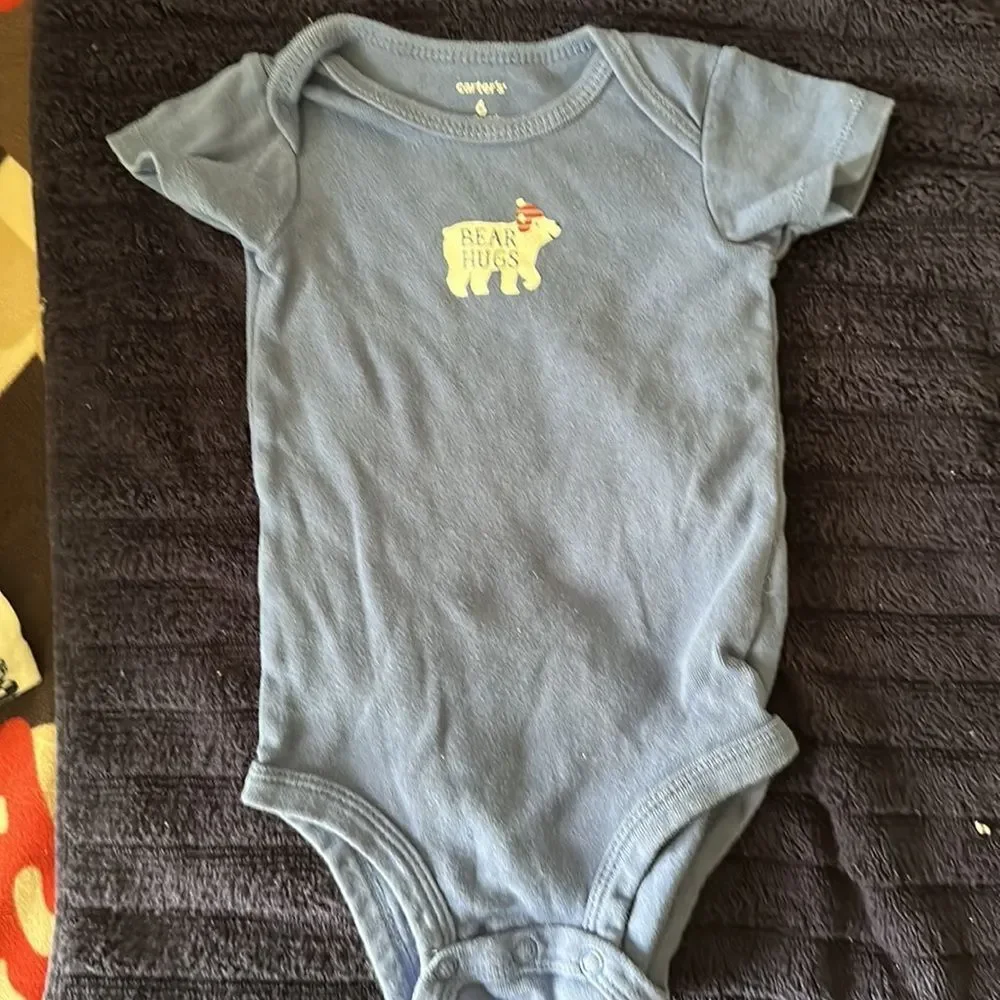 Lot of 3 Baby Boy Bodysuits Size 6 Months Short Sleeve Rompers Cotton Outfit